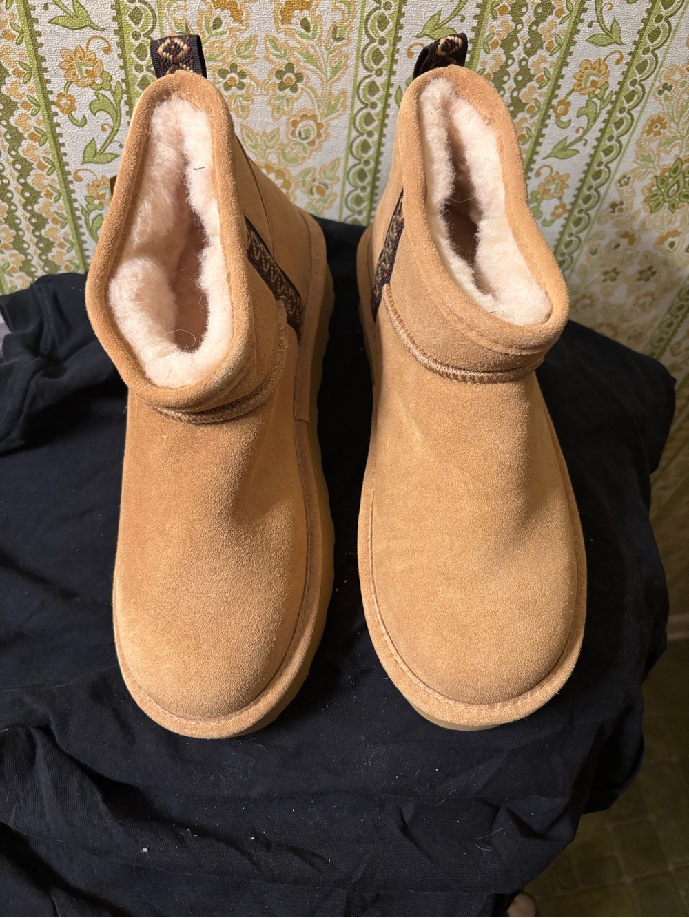 BearPaw Chestnut Suede Shearling Ankle Boots